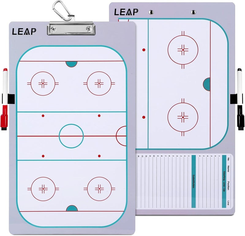 LEAP Coach Board Clipboard Premium Tactical Double-Sided Coach Marker Board with Full & Half Court Dry Erase Marker Board for Basketball Baseball Football Soccer Hockey Lacrosse & Volleyball Coahces - Image 1